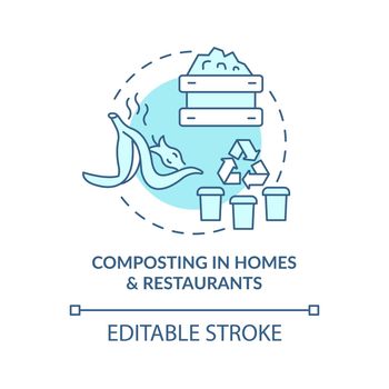 Waste composting in homes, restaurants concept icon