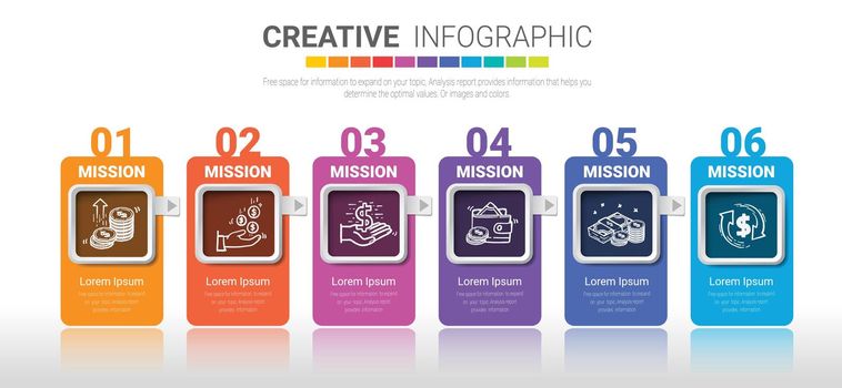 Infographic design elements for your business with 6 options.