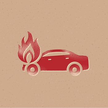 Halftone Icon - Car on fire