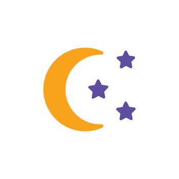 Moon and star vector glyph icon. Camping sign
