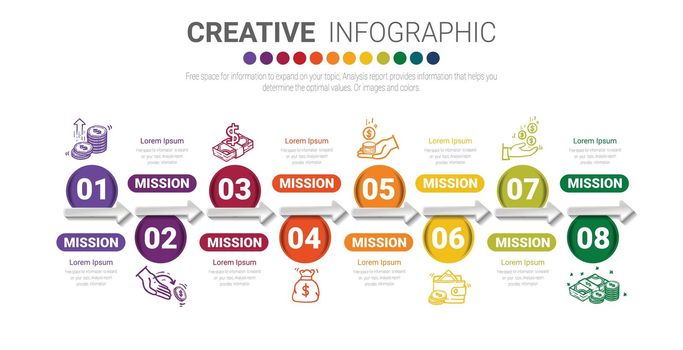 Infographic design template with numbers 8 option
