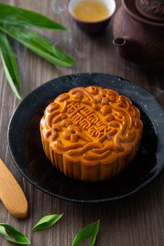 Moon cakes with Chinese tea. 
