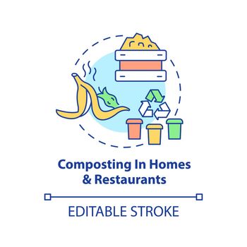 Composting in homes, restaurants concept icon