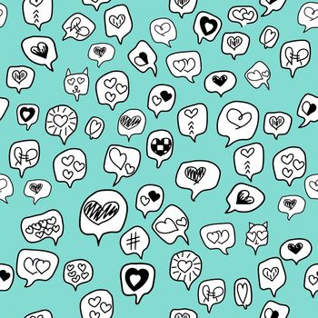 Seamless pattern of speech bubbles with hearts