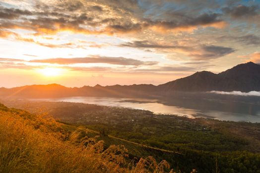 Sunrise over lake Batur