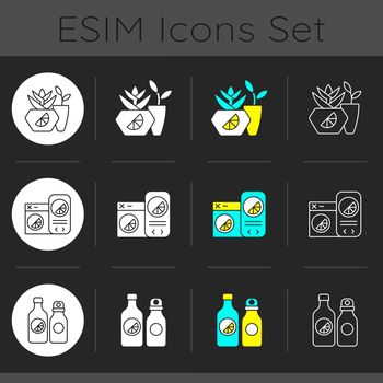Company branding materials dark theme icons set