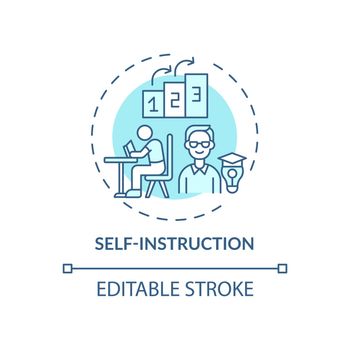 Self instruction blue concept icon