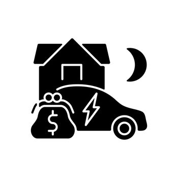 EV energy tariff black glyph icon