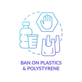 Ban on plastics, polystyrene materials concept icon