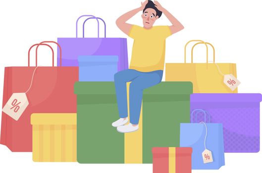 Holiday shopping spree flat concept vector illustration