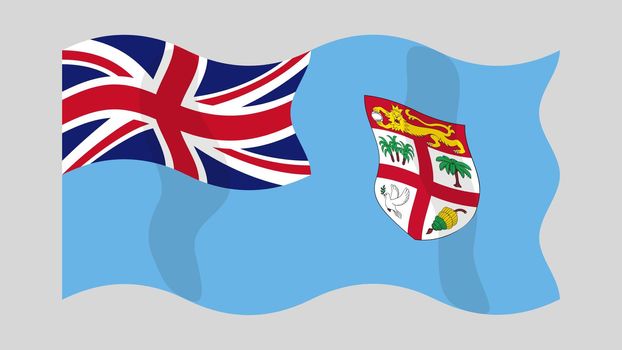 Flying flag of Fiji.
