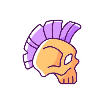 Skull with mohawk hairstyle RGB color icon