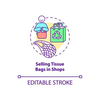 Selling tissue bags in shops concept icon