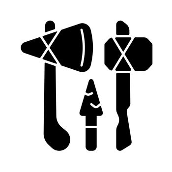 Stone age weapons black glyph icon