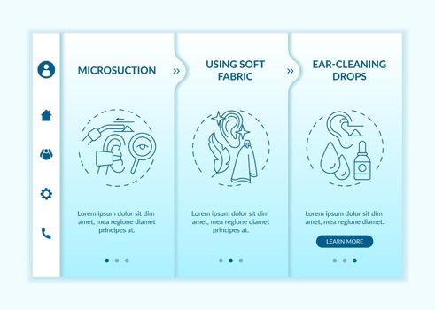 Ear cleanliness methods onboarding vector template