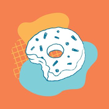Donut cafe design element funky illustration vector