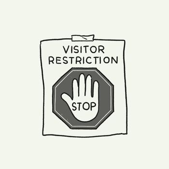 Visitor restriction sign doodle, vector new normal illustration