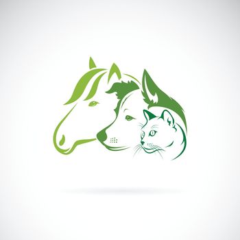 Vector of mammal group design on white background. Horse. Dog. Cat. Animals. Pets. Easy editable layered vector illustration.