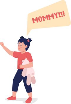 Toddler shout mommy semi flat color vector character