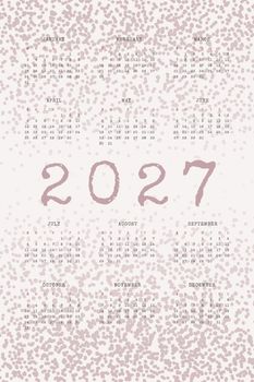 2027 calendar with typewritten text and textured noise