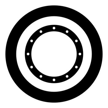 Rubber gasket with holes Grommet seal Leakage o-ring Reten icon in circle round black color vector illustration solid outline style image