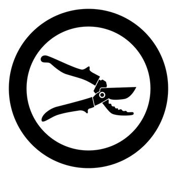 Secateur garden pruner pruning shears Clippers Hand scissors Manual cutting icon in circle round black color vector illustration solid outline style image