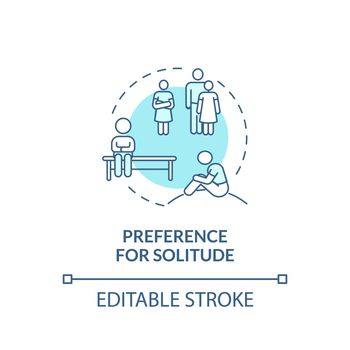 Preference for solitude in autism concept icon