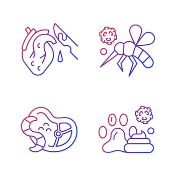 Biological waste gradient linear vector icons set