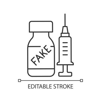 Fake vaccine linear icon