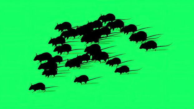 3d illustration - Rats Silhouette On Green Screen