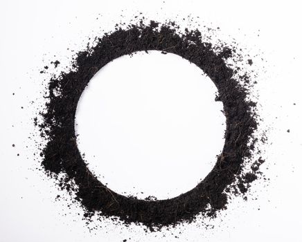 Round circle frame of black land for plant background
