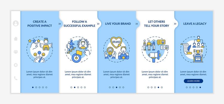 Personal brand rules onboarding vector template