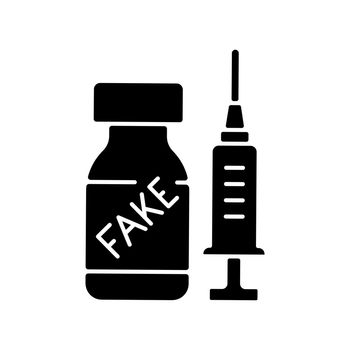 Fake vaccine black glyph icon