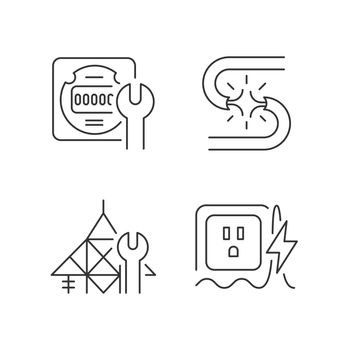 Electrician service linear icons set