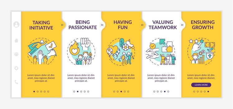 Basic organizational core values onboarding vector template