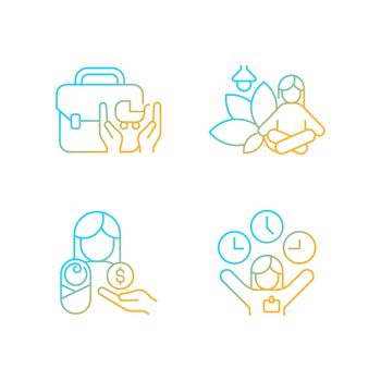 Employee incentives gradient linear vector icons set