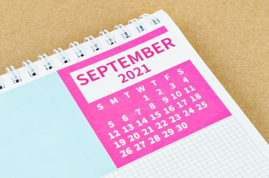 September 2021 desk calendar.