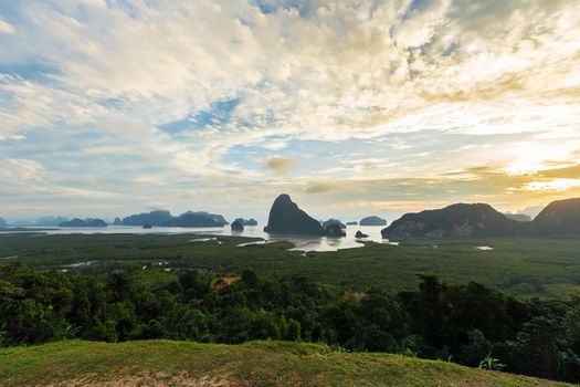 Samet Nangshe viewpoint at sunrise, Thailand.