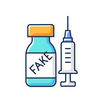 Fake vaccine RGB color icon