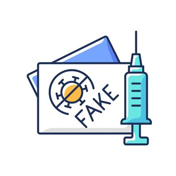 Fake vaccination card RGB color icon