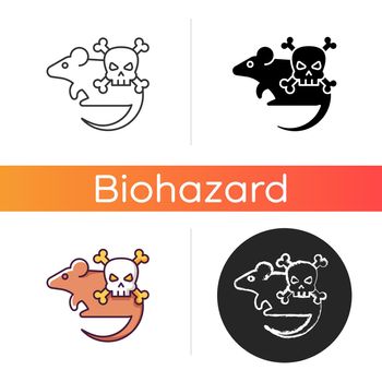 Animals icon. Mice and rats. Small animals that carry dangerous diseases. Health care problem. Zoonotic disease spread. Linear black and RGB color styles. Isolated vector illustrations
