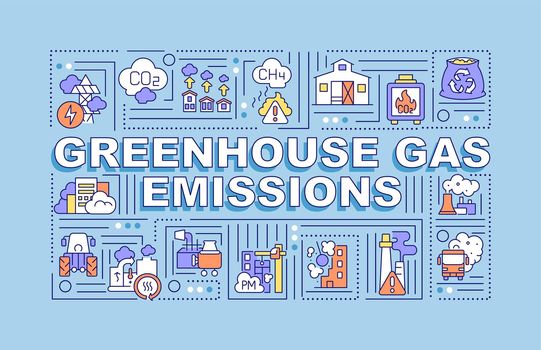 Greenhouse gas emissions word concepts banner