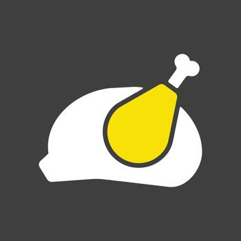 Whole roast chicken vector icon. Barbecue sign