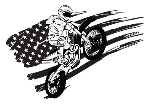 motocross rider ride the motocross bike vector illustration