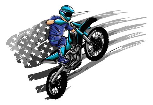 Motocross rider on a motorcycle - Illustration vector