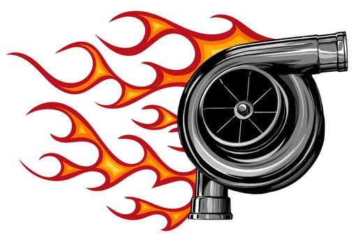 Vector illustration turbo charger with flames image