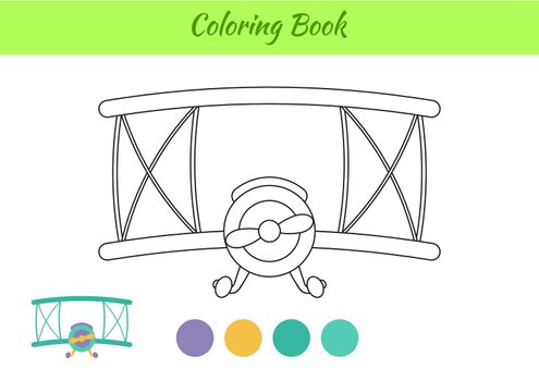 Coloring book airplane for kids. Educational activity page for preschool years kids and toddlers with transport. Printable worksheet. Cartoon colorful vector illustration.