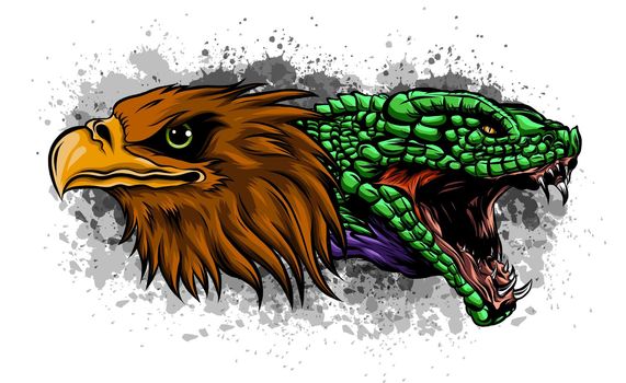 Eagle and Snake. Tattoo vector illustration design