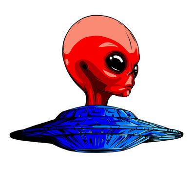 Alien head ufo vector illustration design art