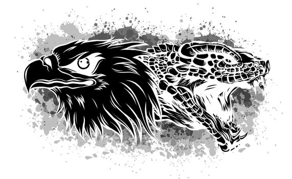 Eagle and Snake. Tattoo vector illustration design